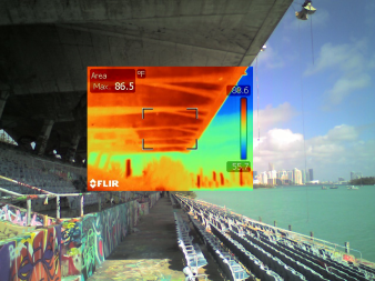 Bild: Arndt_MiamiMarineStadium 2 © Ralf Arndt Bridge Doctors: Miami Marine Stadium mit Bild der Wärmemessung