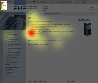 Bild: Eyetracking Bildschirm © Thomas Belian Über einen Eyetracker lässt sich erkennen, welche Teile des Bildschirms der Nutzer betrachtet. Diese Bereiche sind auf einem Monitor bunt eingefärbt.