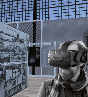 Foto: Bauhaus trifft VR! © Jörg Behrens eine Männerkopf mit aufgesetzter VR-Brille