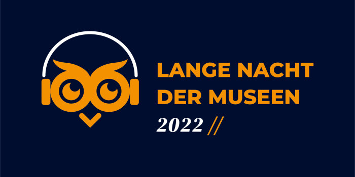 eine stilisierte Eule mit Kopfhörern und der Schrift: Lange Nacht der Museen 2022